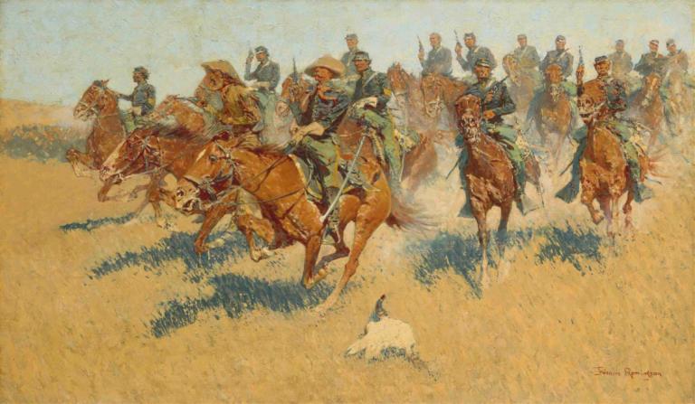 On the Southern Plains,Frederic Remington,Oil Painting,Oil Painting, riding, horseback riding, horse, weapon