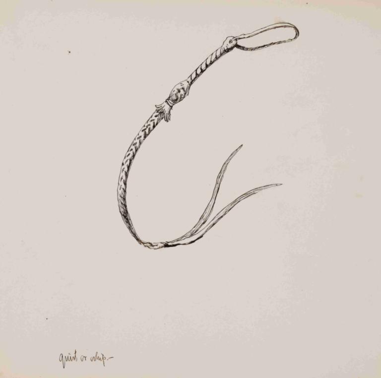 Quirt or Whip,Frederic Remington,Sketch,Sketch, no humans, monochrome, simple background, signature