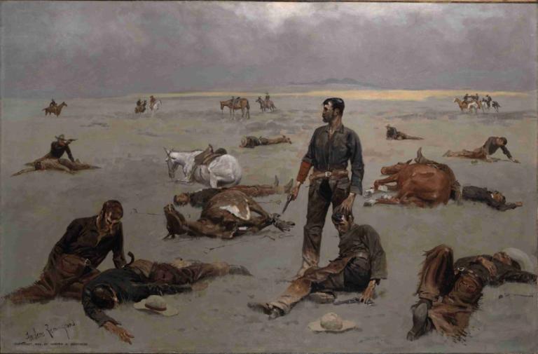 What an Unbranded Cow Has Cost,Koliko je stala krava brez blagovne znamke,Frederic Remington,Oljna slika