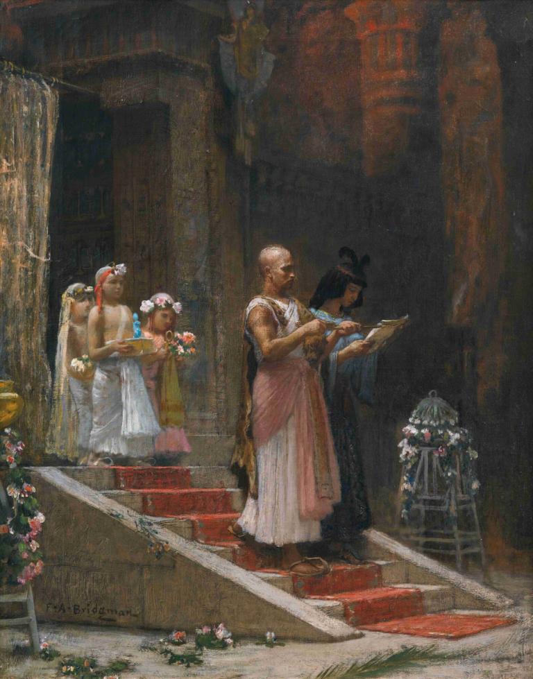 An Egyptian Procession,Frederick Arthur Bridgman,Oil Painting,Oil Painting, fine art parody, flower