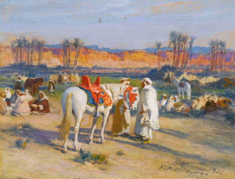 Halt In The Desert,Halt in der Wüste,Frederick Arthur Bridgman,Ölgemälde,Ölgemälde, draußen, Malerei (mittel)