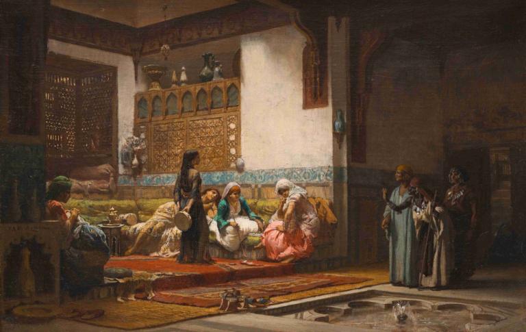 Moorish Interior,Maurisches Interieur,Frederick Arthur Bridgman,Ölgemälde,Ölgemälde, Kunstparodie