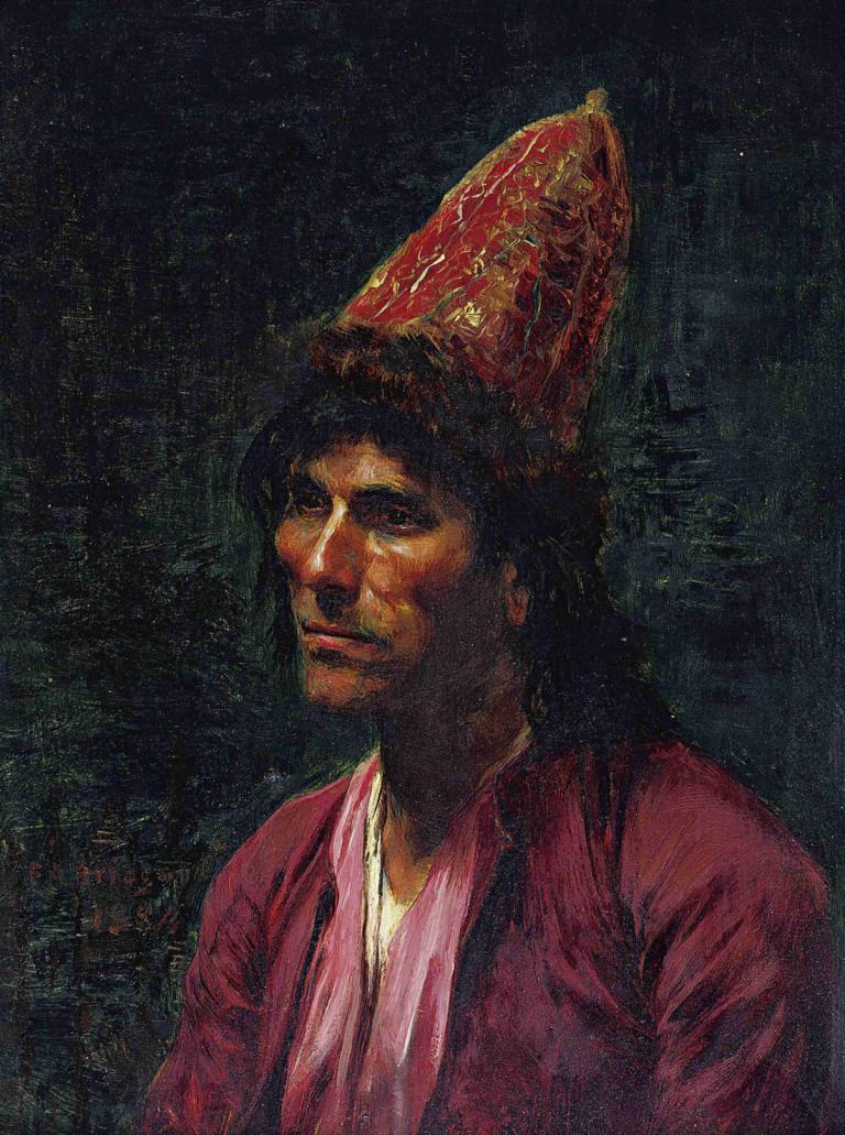 Portrait Of A Man,Retrato de un hombre,Frederick Arthur Bridgman,Pintura al óleo,Pintura al óleo, solo