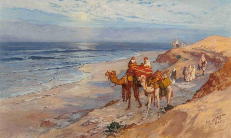 Sur la côte de Tanger l'Atlantique,På kusten från Tanger till Atlanten,Frederick Arthur Bridgman,Oljemålning