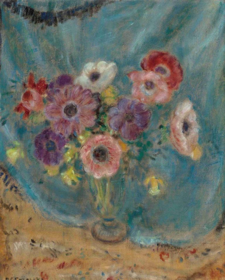 Floral Still Life,Frederick Carl Frieseke,Oil Painting,Oil Painting, flower, no humans, pokemon (creature)