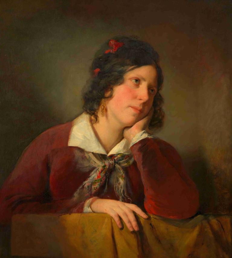 Antonie Amerling mit aufgestütztem Kopf (1. Gattin des Künstlers),Friedrich von Amerling,Ölgemälde,Ölgemälde