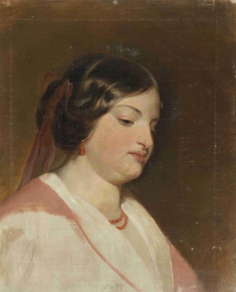 Studie Frl von Heintl,Friedrich von Amerling,Olejomalba,Olejomalba, 1 dívka, sólo, šperky, realistický