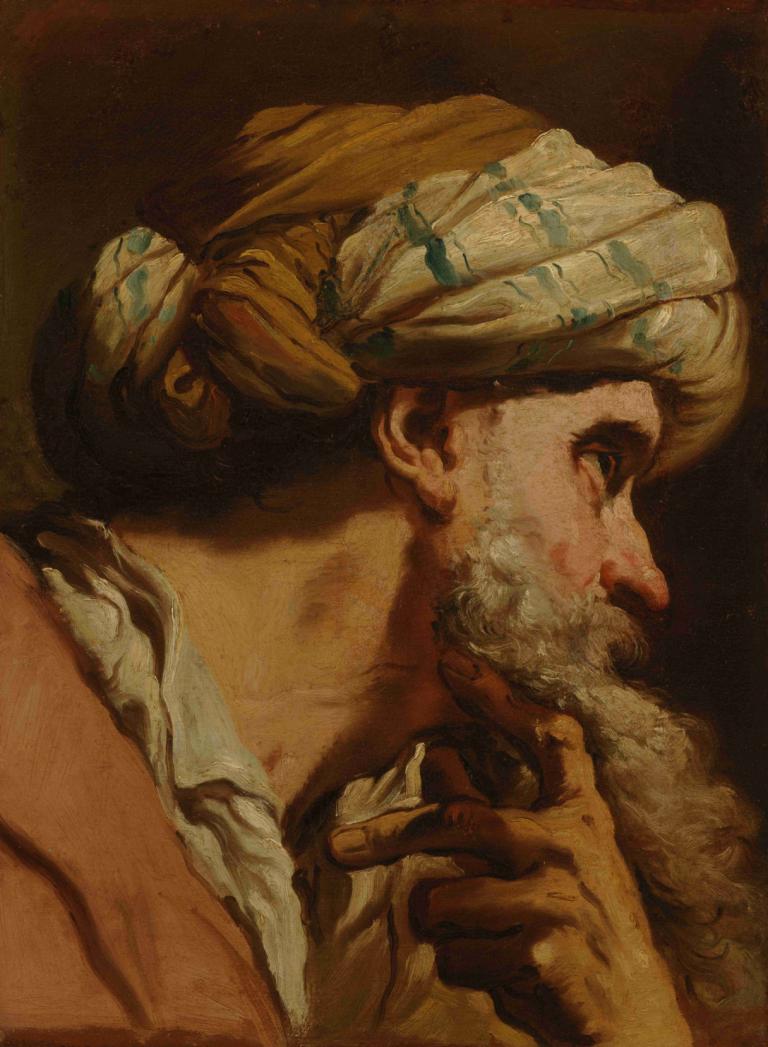 Head of a Man in Oriental Costume,Hoofd van een man in oosters kostuum,Gaetano Gandolfi,Olieverf,Olieverf