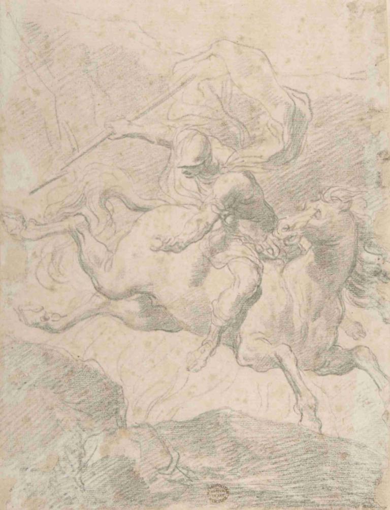 Marcus Curtius Leaping into the Chasm,Gaetano Gandolfi,Copperplate Etching,Copperplate Etching, monochrome