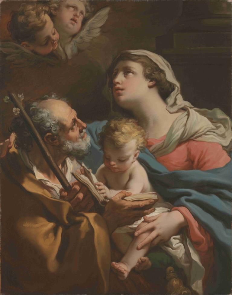 The Holy Family,Die Heilige Familie,Gaetano Gandolfi,Ölgemälde,Ölgemälde, Kunstparodie, alt, Buch