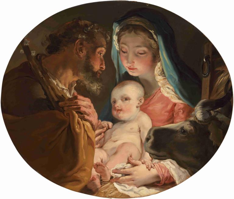 The Holy Family,Die Heilige Familie,Gaetano Gandolfi,Ölgemälde,Ölgemälde, Kunstparodie, Baby, mehrere Jungen