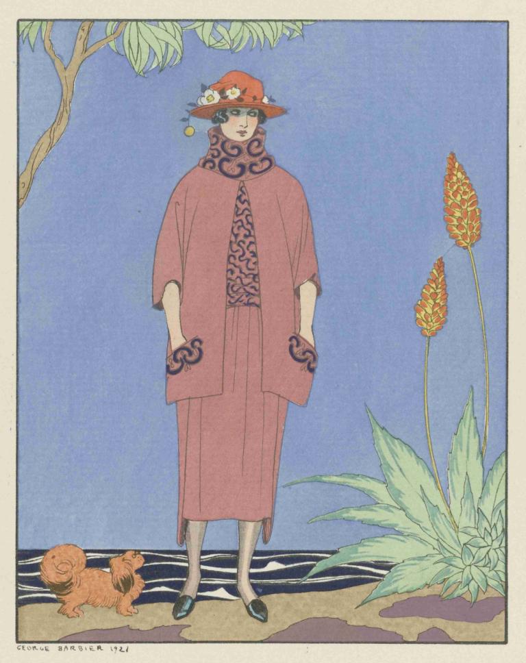 A palm beach ; Tailleur, de Worth,Una spiaggia di palme ; Tailleur, de Worth,George Barbier,Illustrazione