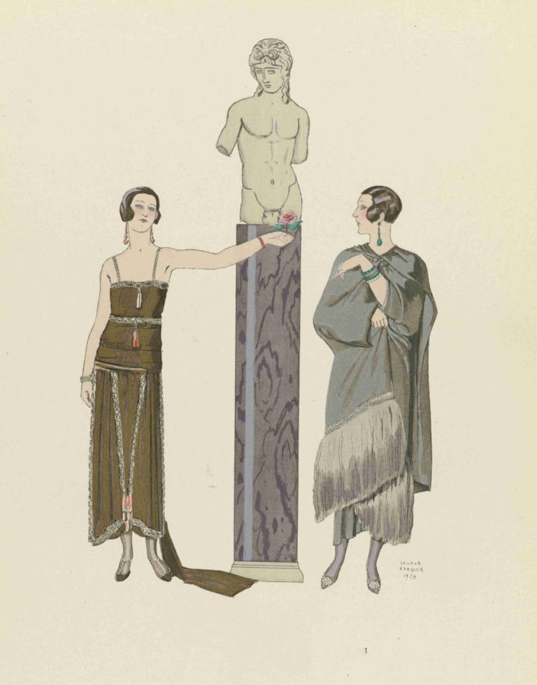 Eros ; Robe et manteau, pour le soir, de Worth,George Barbier,Illustration,Illustration, dress, jewelry