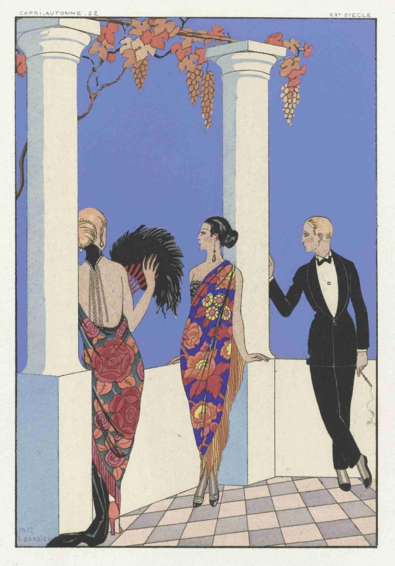 Joie de vivre; Falbalas et Fanfreluches.,Joie de vivre; Falbalas și Fanfreluches.,George Barbier,Ilustrație