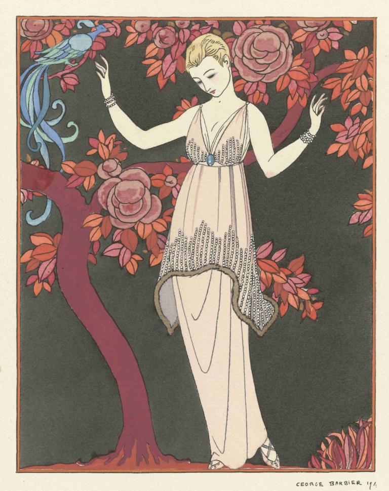 L'Arbre de science Robe du soir de Doeuillet,L'Arbre de science Vestido de noche de Doeuillet,George Barbier