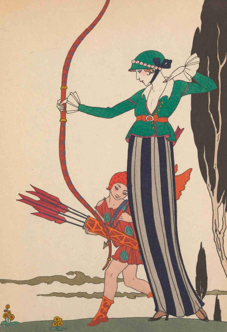 L'Arc Rouge,George Barbier,Ilustrasi,Ilustrasi, senjata, panah (proyektil), busur (senjata), memegang