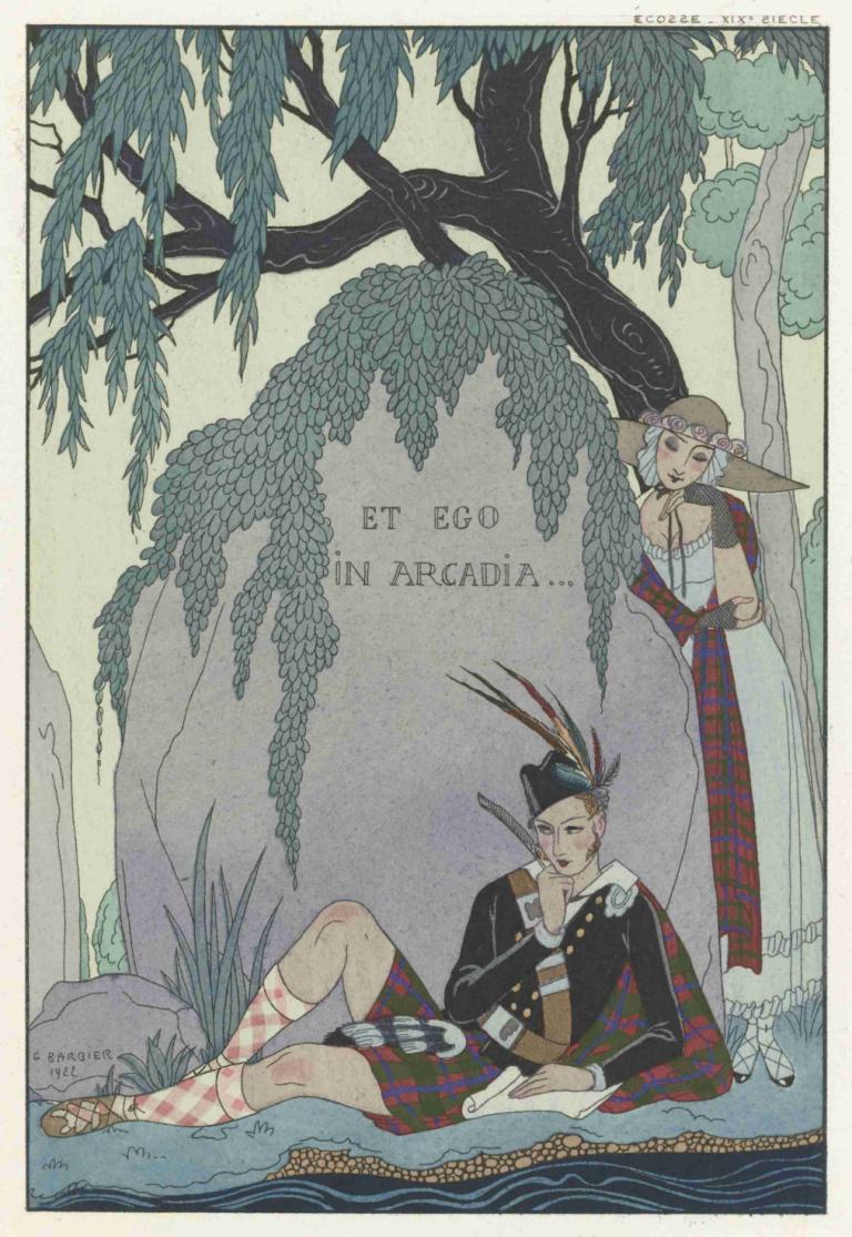 L'amant poète. ; Écosse XIXe siècle,El poeta amante ; Escocia siglo XIX,George Barbier,Ilustración