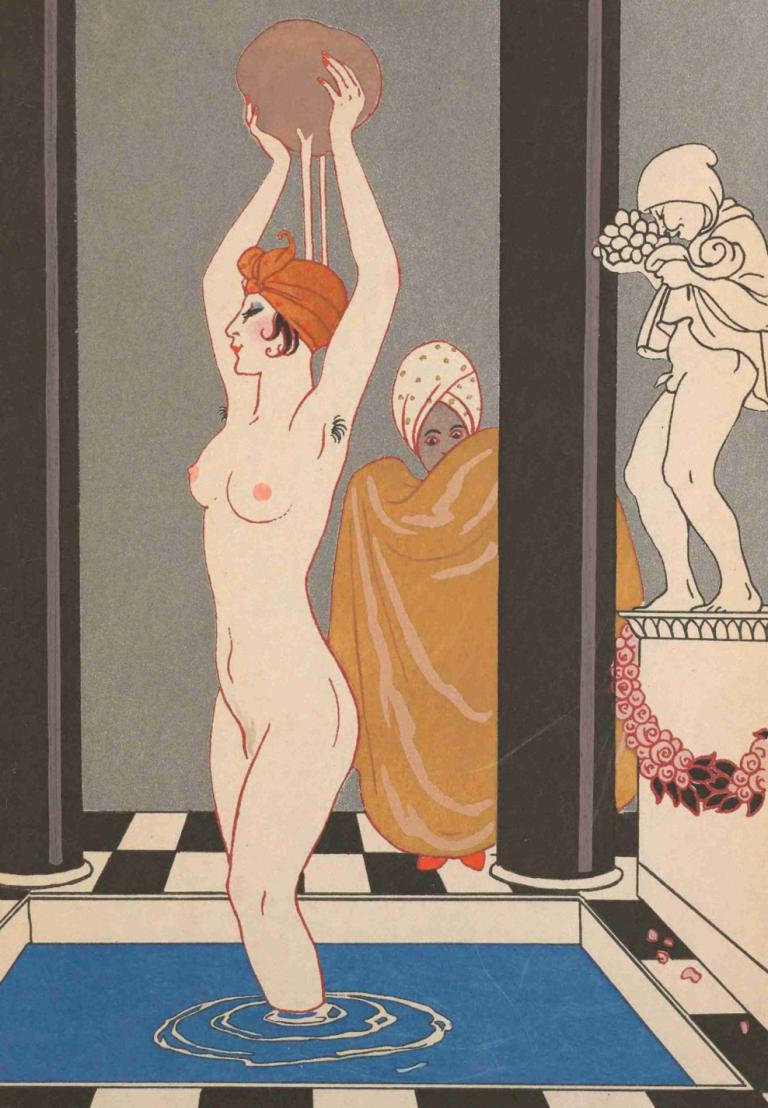 La Vasque,George Barbier,Ilustrasi,Ilustrasi, puting, payudara, telanjang, banyak gadis, parodi seni rupa