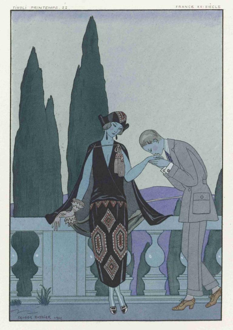 La Villa d'Este ; France XXe siècle,The Villa d'Este; Prancis abad ke-20,George Barbier,Ilustrasi,Ilustrasi