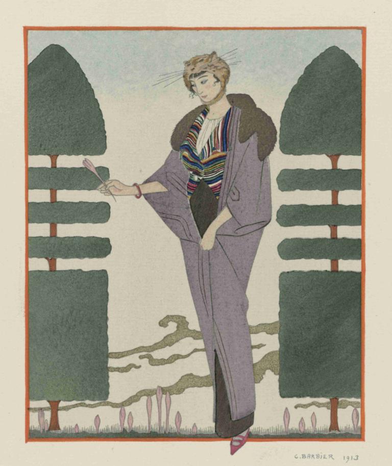 Les Colchiques ; Manteau de voyage de Paquin.,Les Colchiques; de reisjas van Paquin.,George Barbier