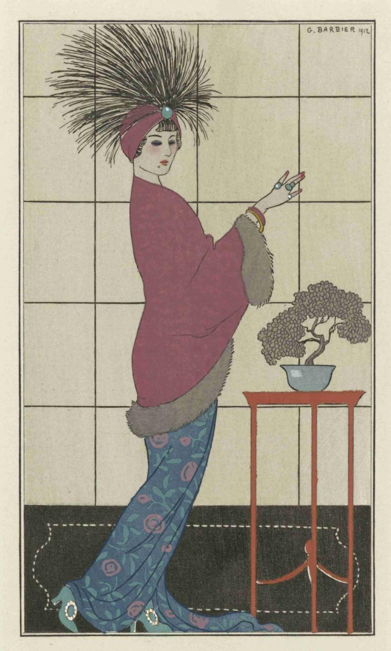 Manteau de Damas ros,แมนตู เดอ ดามาส โรส,George Barbier,จอร์จ บาบิล,ภาพประกอบ,ภาพประกอบ, เดี่ยว, 1สาว