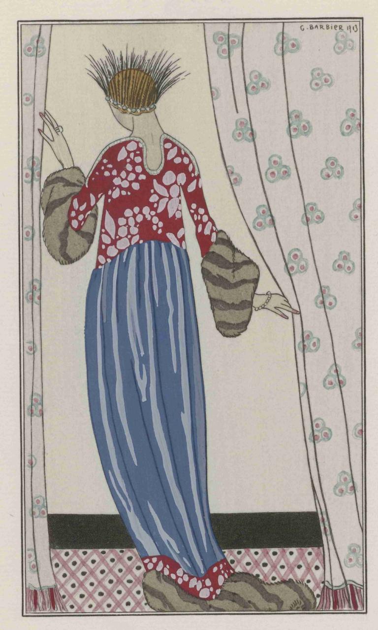 Manteau de Théâtre,Theaterjas,George Barbier,Illustratie,Illustratie, solo, 1meisje, lange mouwen, shirt