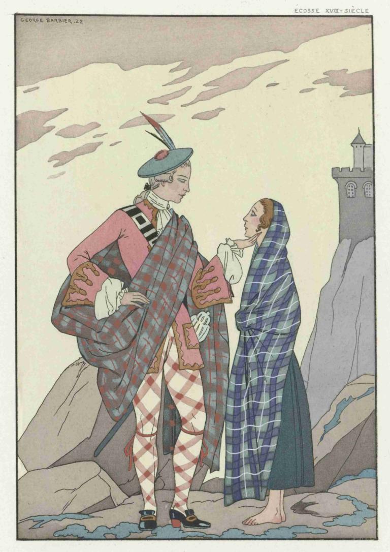 N'ayez pas peur, petite ! ; Écosse XVIIIe siècle,George Barbier,Illustration,Illustration, 2garçons