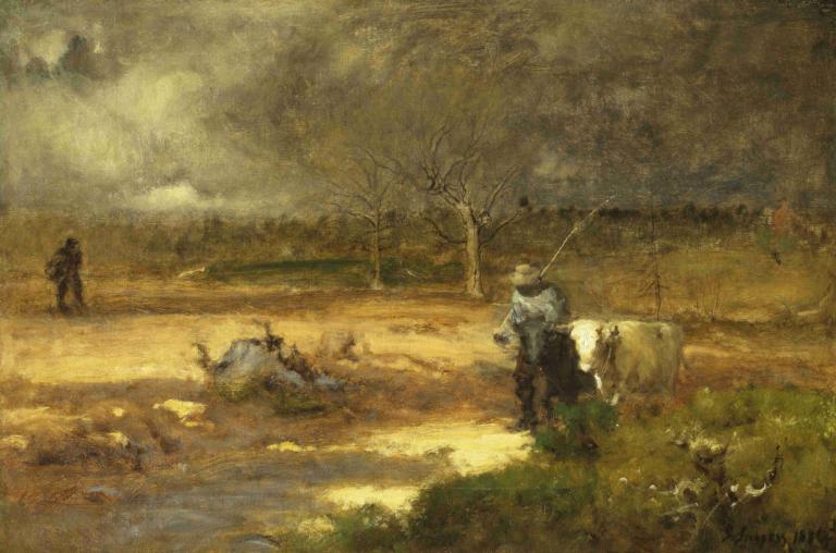 Homeward,Một nhà nhìn viên.,George Inness,- George Ines.,Tranh sơn dầu,Tranh sơn dầu, cây, mũ