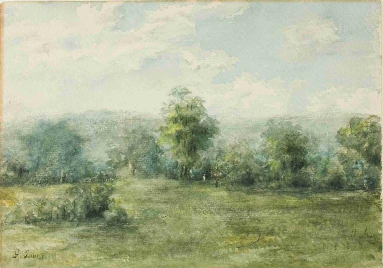 Landscape,George Inness,Oil Painting,Oil Painting, scenery, outdoors, tree, no humans, sky, cloud