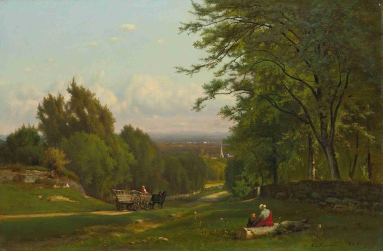 Near Leeds, New York,Lähellä Leedsiä, New York,George Inness,Öljymaalaus,Öljymaalaus, puu, ulkona, maisema