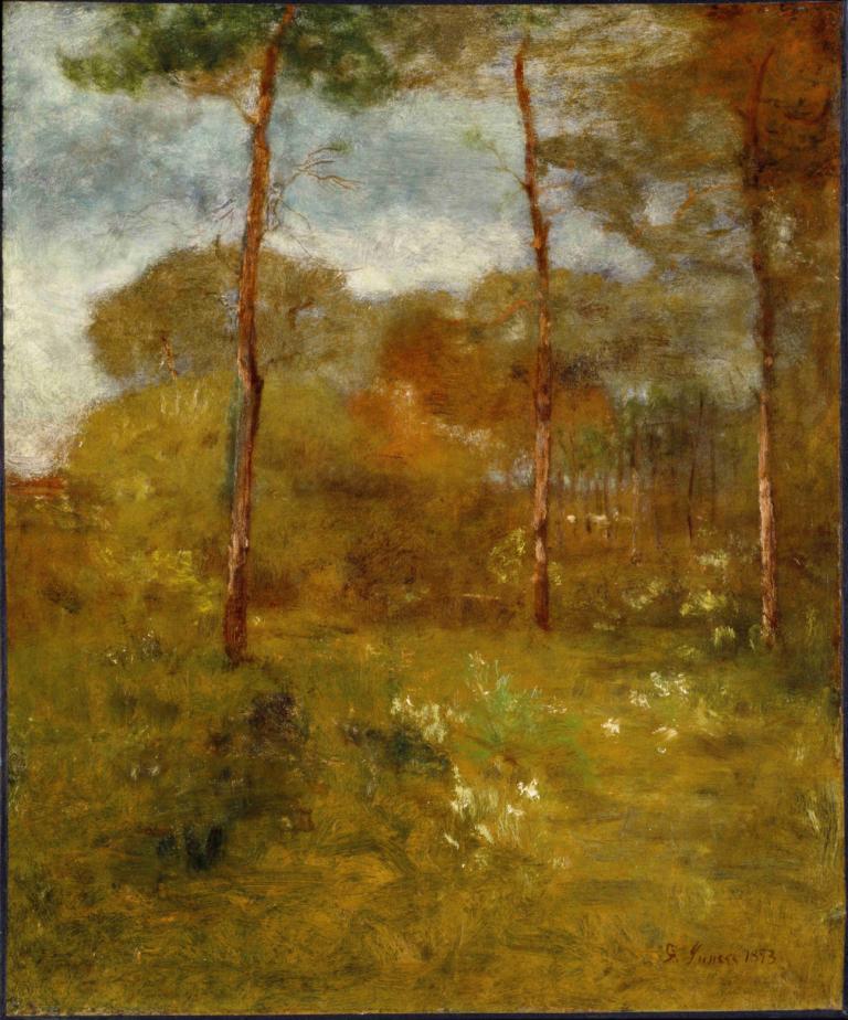 Orange Road, Tarpon Springs,George Inness,Oil Painting,Oil Painting, no humans, tree, outdoors, nature