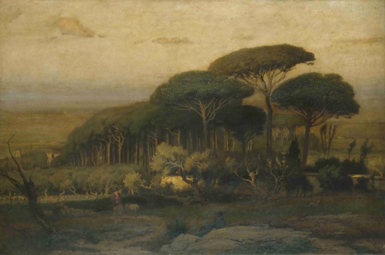 Pine Grove of the Barberini Villa,George Inness,Oil Painting,Oil Painting, tree, outdoors, scenery, nature