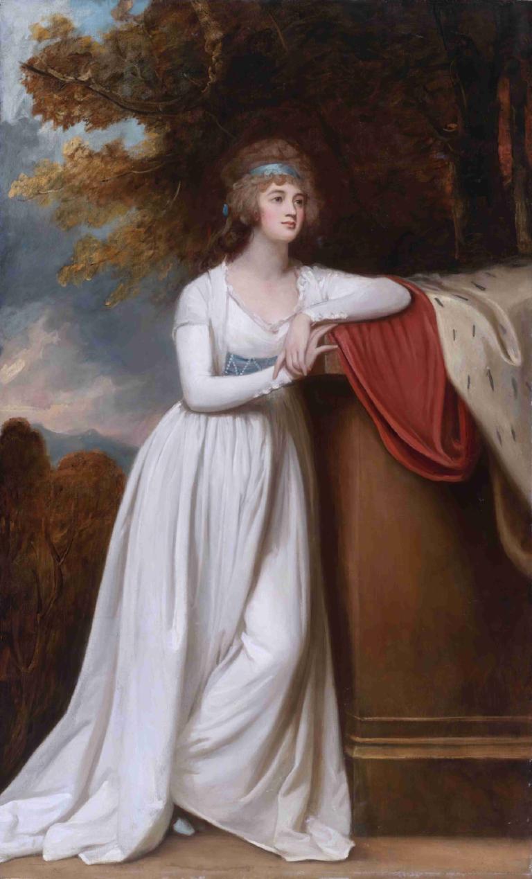 Barbara, Marchioness of Donegall,George Romney,Oil Painting,Oil Painting, 1girl, fine art parody, dress