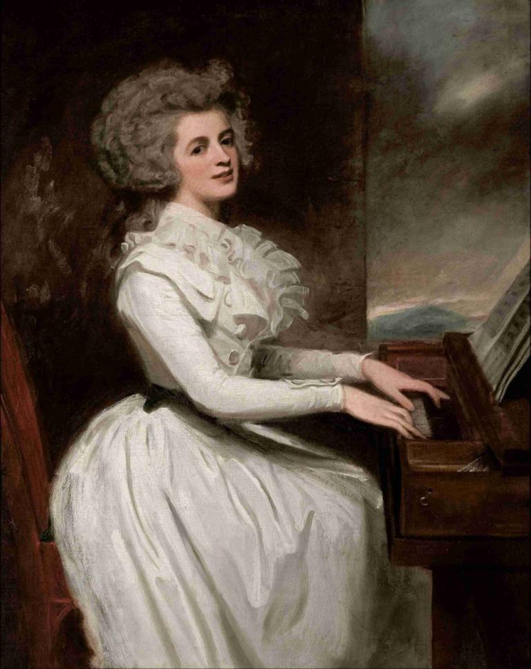 Charlotte, Mrs Thomas Raikes,George Romney,Oil Painting,Oil Painting, 1girl, fine art parody, solo, dress