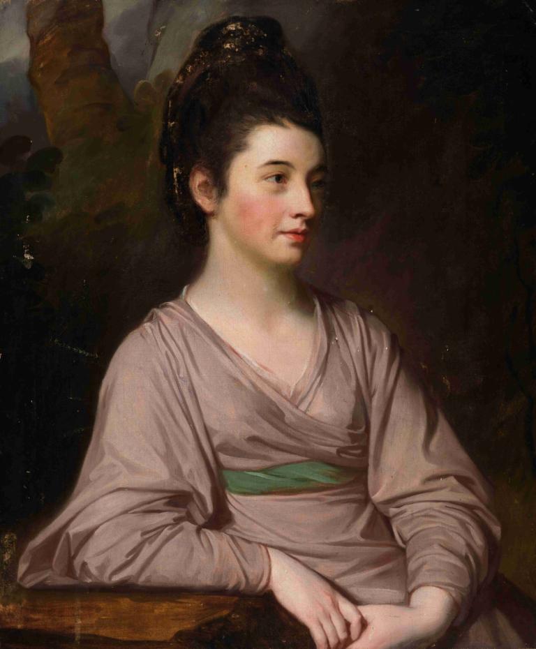 Miss Kirkpatrick,George Romney,Oljemålning,Oljemålning, 1 tjej, solo, realistisk, svart hår, konstparodi, mun