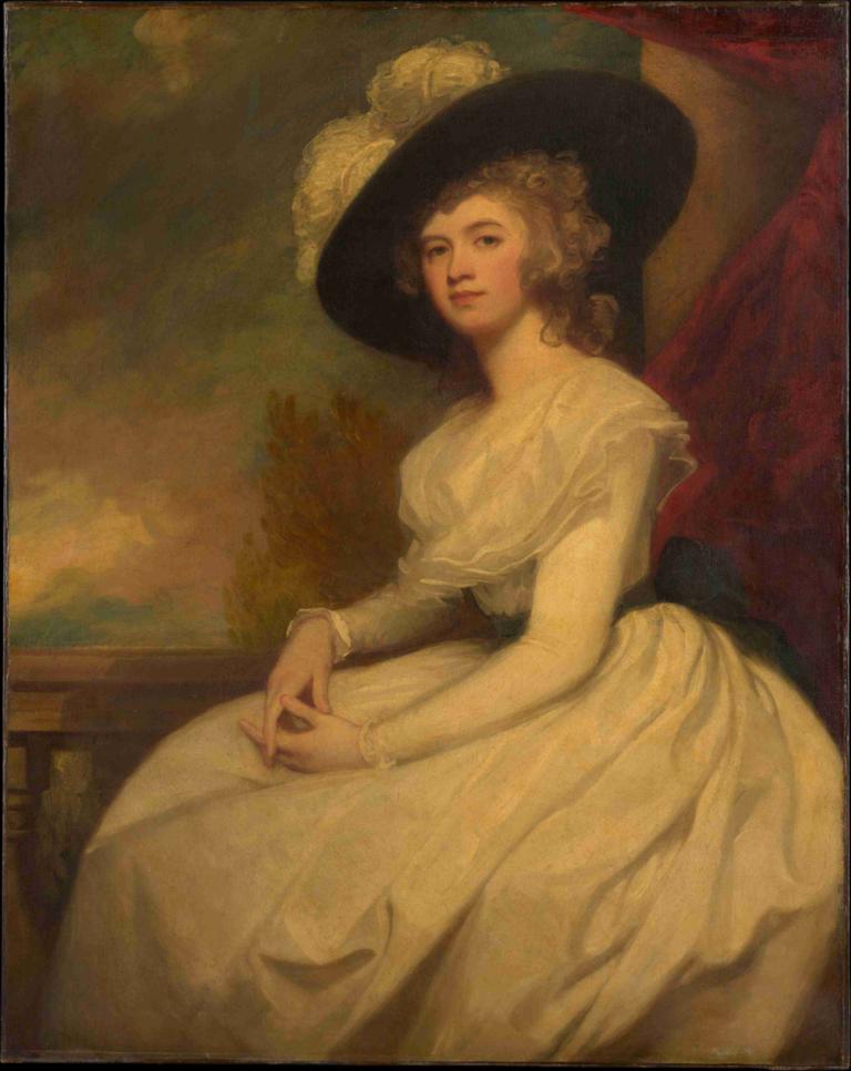 Mrs. Bryan Cooke,Fru Bryan Cooke,George Romney,Oljemålning,Oljemålning, 1 tjej, klänning, solo, hatt