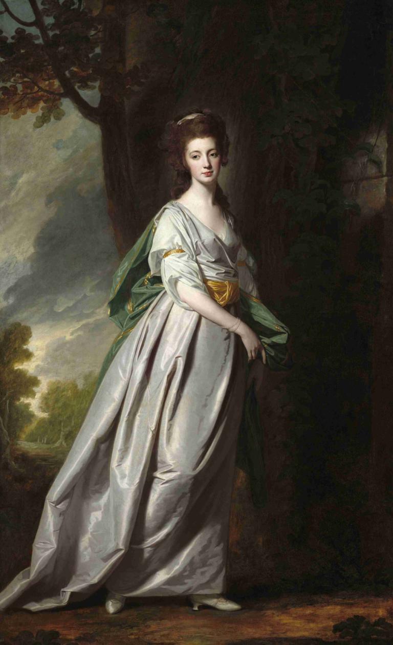 Mrs. Thomas Scott Jackson,Fru Thomas Scott Jackson,George Romney,Oljemålning,Oljemålning, 1 tjej, solo, träd