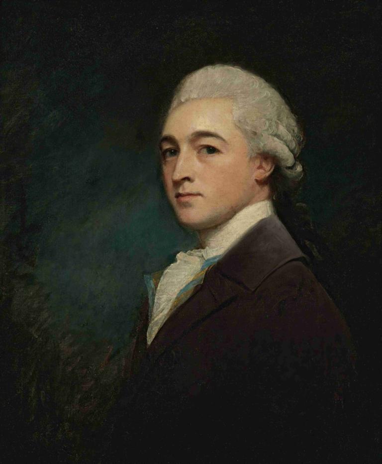 Portrait Of A Young Man,젊은 남자의 초상,George Romney,조지 롬니,오일 페인팅,오일 페인팅, 독주, 1남, 남성 집중, 뷰어를보고, 현실적인, 상체, 흰머리