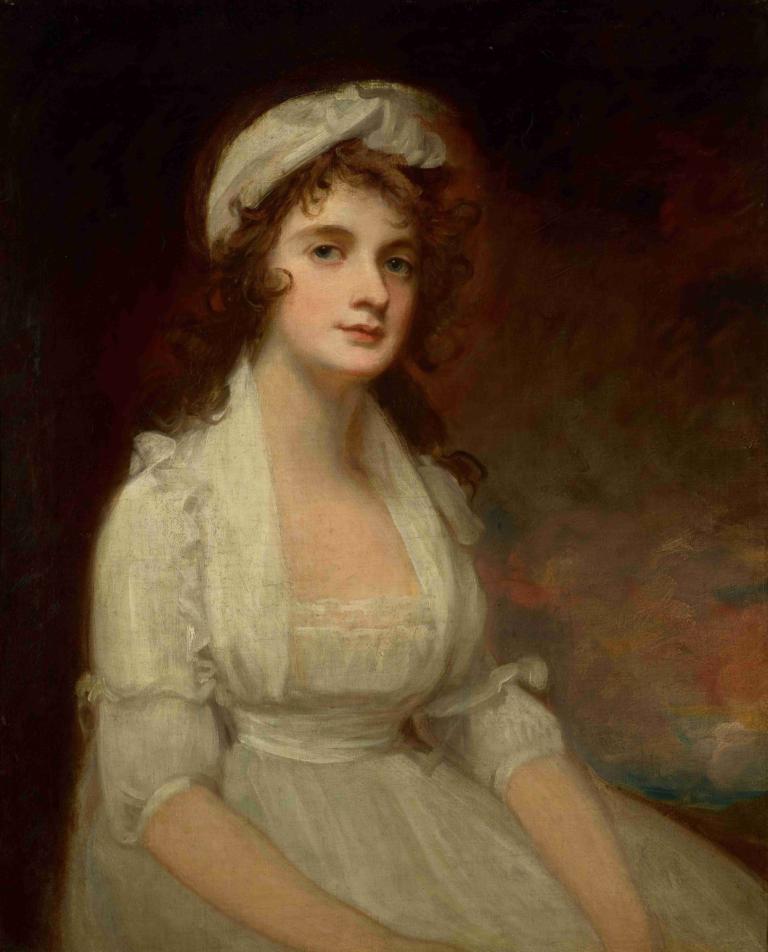 Portrait Of Miss Elizabeth Tighe [1774 -1857], Half-Length, Wearing A White Dress,George Romney,Oil Painting