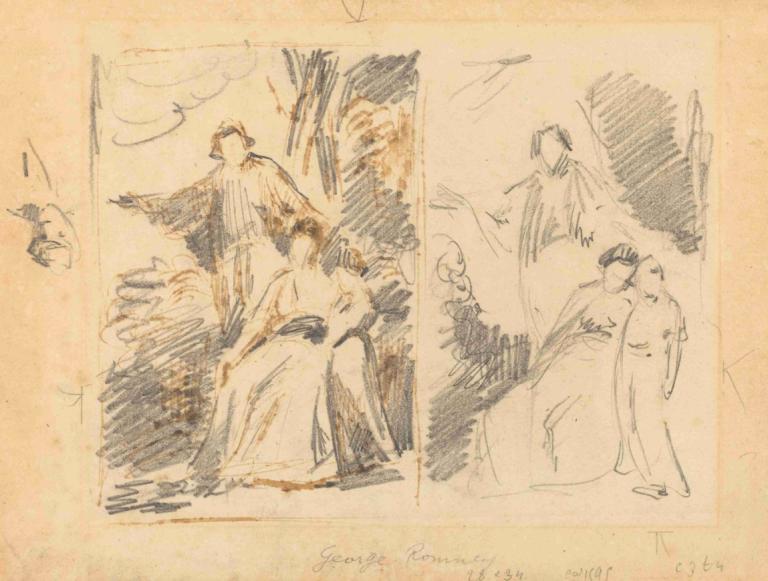 Two Studies for a Portrait of the Warren Family,Två studier för ett porträtt av familjen Warren,George Romney