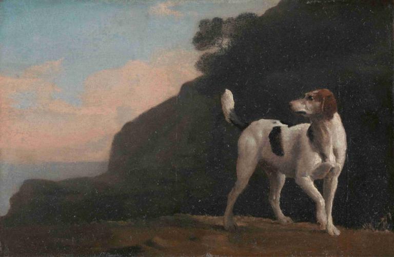 Foxhound,Windhond,George Stubbs,Olieverf,Olieverf, geen mensen, buitenshuis, hond, schilderij (middel)