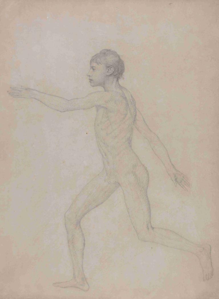 Human Figure, Lateral View,Sosok Manusia, Tampak Samping,George Stubbs,Sketsa,Sketsa, solo, 1 anak laki-laki