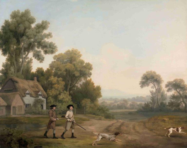 Two Gentlemen Going a Shooting,Dva pánové jdou střílet,George Stubbs,Olejomalba,Olejomalba, více chlapců