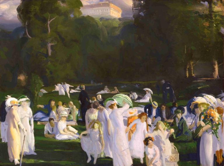 A Day in June,George Wesley Bellows,Oil Painting,Oil Painting, fine art parody, multiple girls