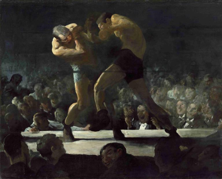 Club Night,George Wesley Bellows,Oil Painting,Oil Painting, multiple boys, male focus, fine art parody