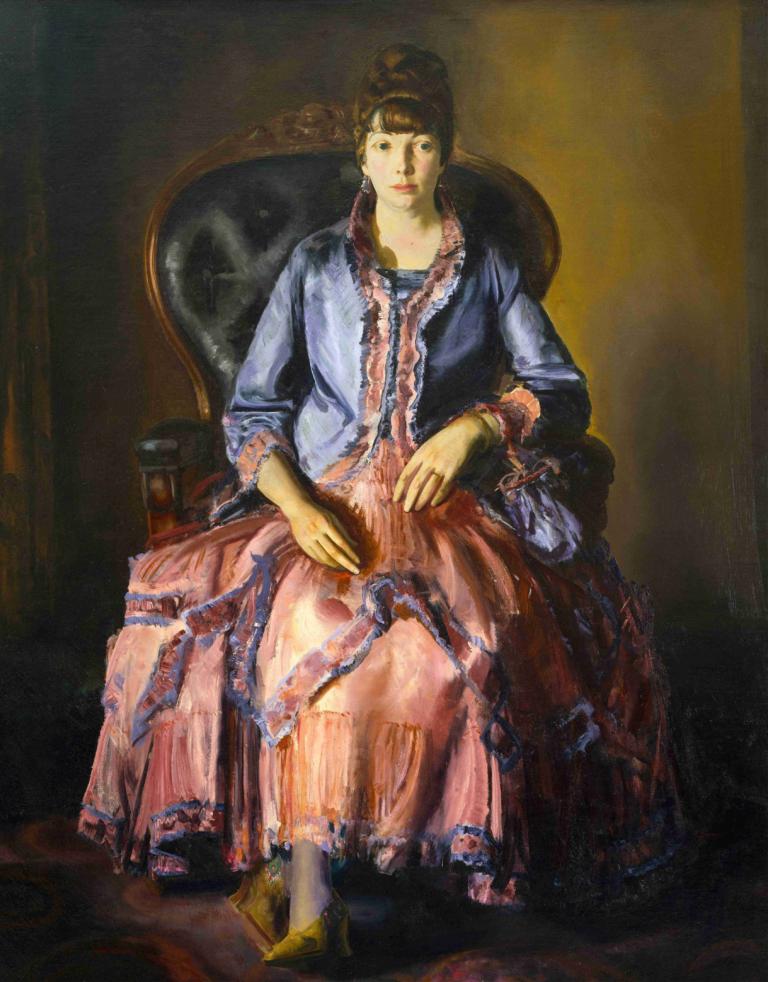 Emma in a Purple Dress,Emma v vijolični obleki,George Wesley Bellows,Oljna slika,Oljna slika, 1 dekle