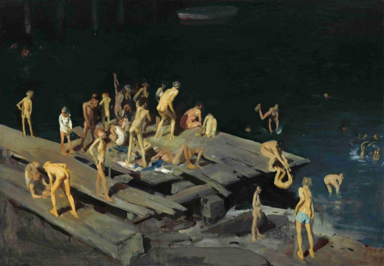 Forty-two Kids,42 đứa trẻ.,George Wesley Bellows,George Wesley Milos.,Tranh sơn dầu,Tranh sơn dầu