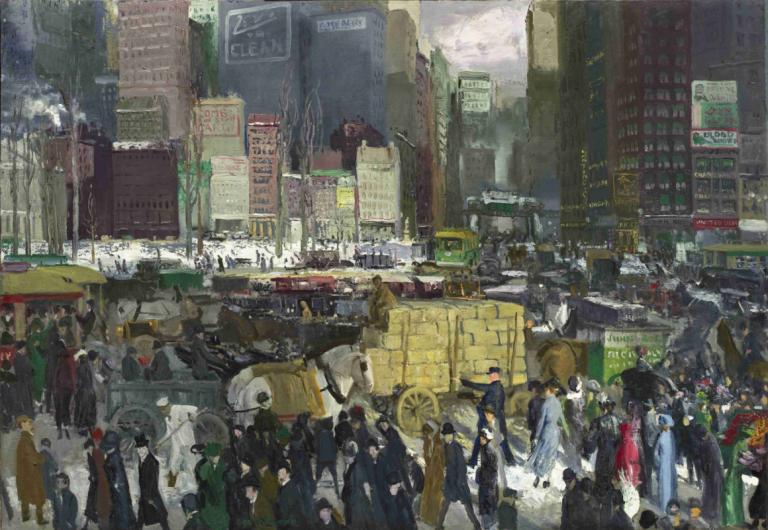 New York,George Wesley Bellows,Olieverf,Olieverf, 6+jongens, stad, meerdere jongens, meerdere meisjes, gebouw