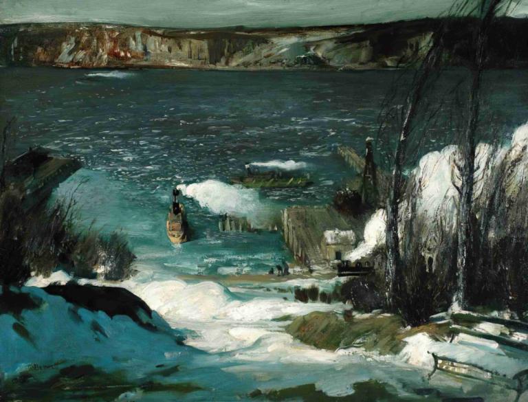 North River,Noordelijke rivier,George Wesley Bellows,Olieverf,Olieverf, water, landschap, solo, buitenshuis