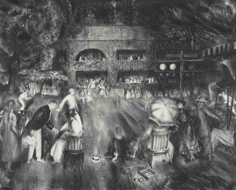 The Tournament,Het toernooi,George Wesley Bellows,Koperplaatetsing,Koperplaatetsing, monochroom